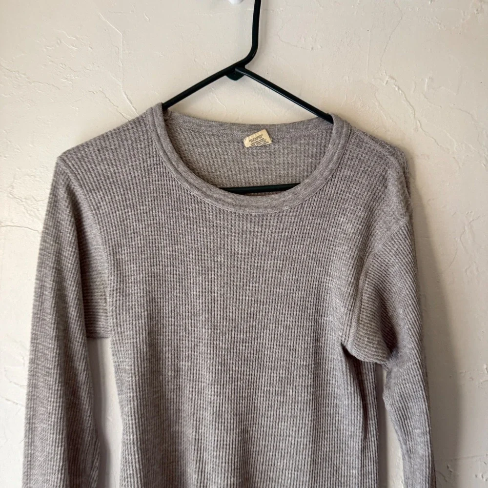 Northwest Territory Men's Gray Thermal Layer Outdoor Shirt L Waffle‎ Knit USA